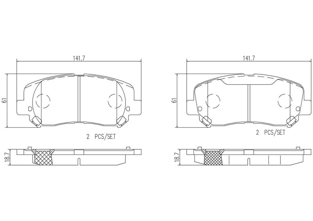Brembo NAO Ceramic Brake Pads P18032N Pads, NOA Ceramic, Chrysler, Dodge, Front, Set thumbnail 3