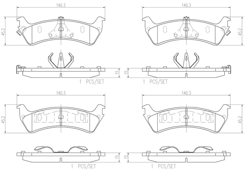 Brembo NAO Ceramic Brake Pads P24042N Pads, Brembo, Ceramic, Integrally Molded, Shims, Ford, Set thumbnail 3