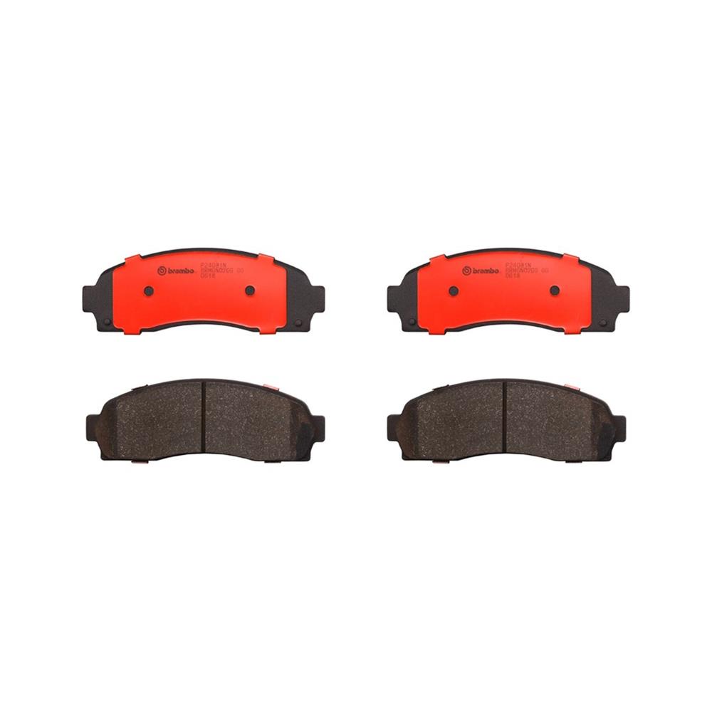 Brembo NAO Ceramic Brake Pads P24081N Pads, Brembo, Ceramic, Integrally Molded, Shims, Ford, Set
