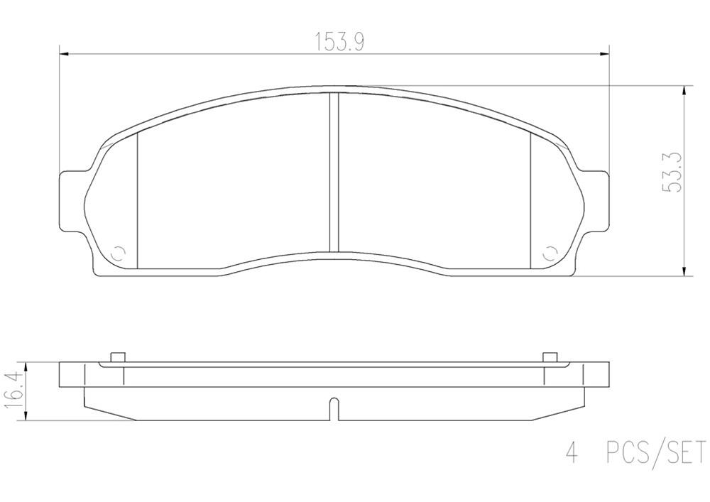 Brembo NAO Ceramic Brake Pads P24081N Pads, Brembo, Ceramic, Integrally Molded, Shims, Ford, Set thumbnail 3
