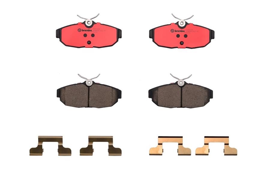 Brembo NAO Ceramic Brake Pads P24122N Pads, Brembo, Ceramic, Integrally Molded, Shims, with Hardware, Ford, Set thumbnail 2