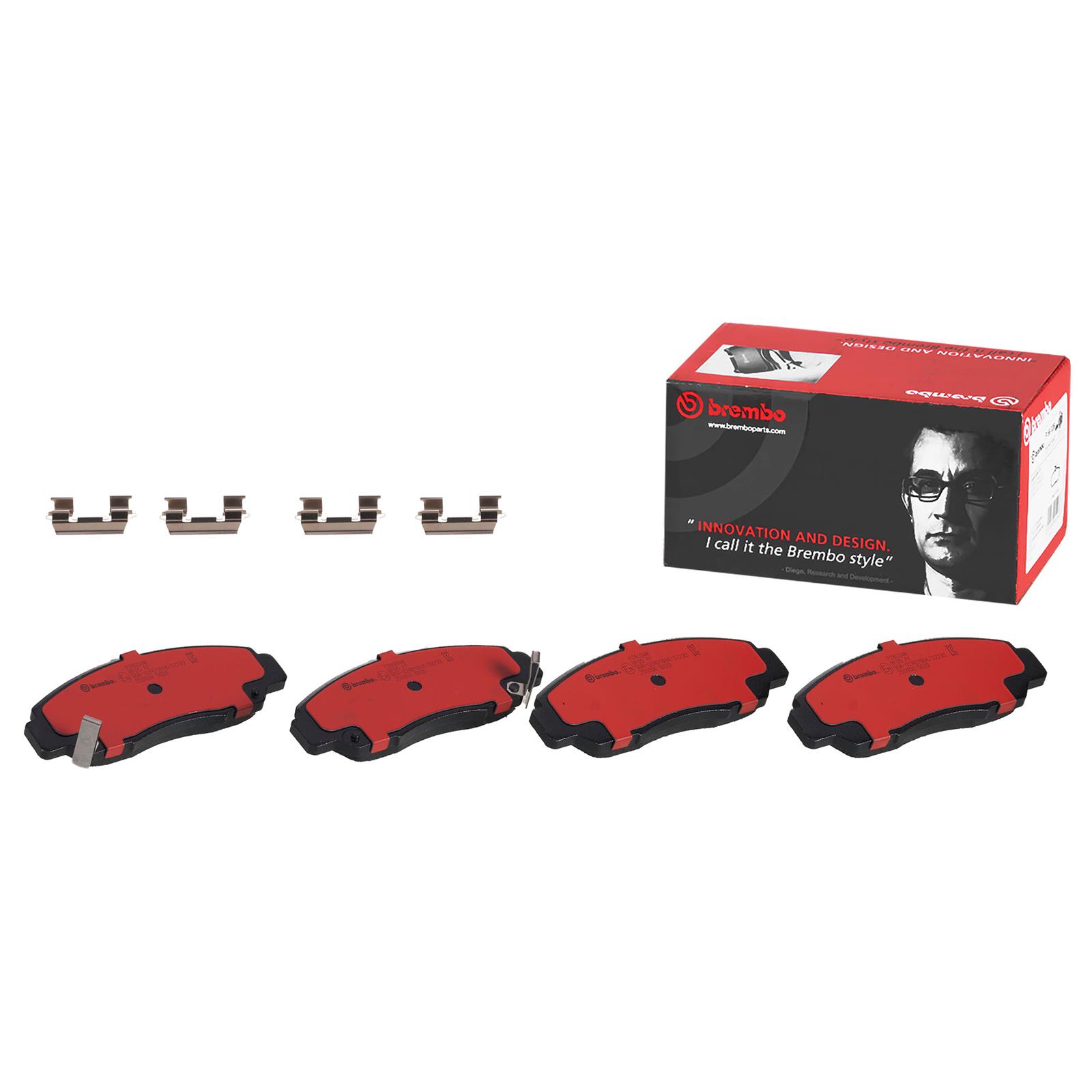 Brembo NAO Ceramic Brake Pads P28034N Pads, Brembo, Ceramic, Integrally Molded, Shims, with Hardware, For use on Acura®, Set