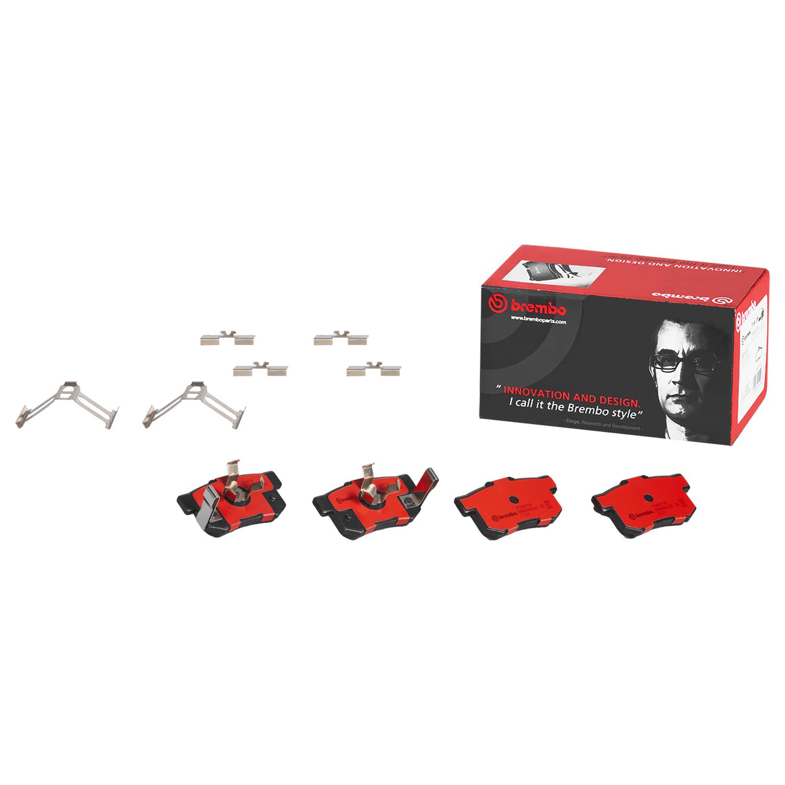 Brembo NAO Ceramic Brake Pads P28051N Pads, Brembo, Ceramic, Integrally Molded, Shims, with Hardware, For use on Acura®, Set