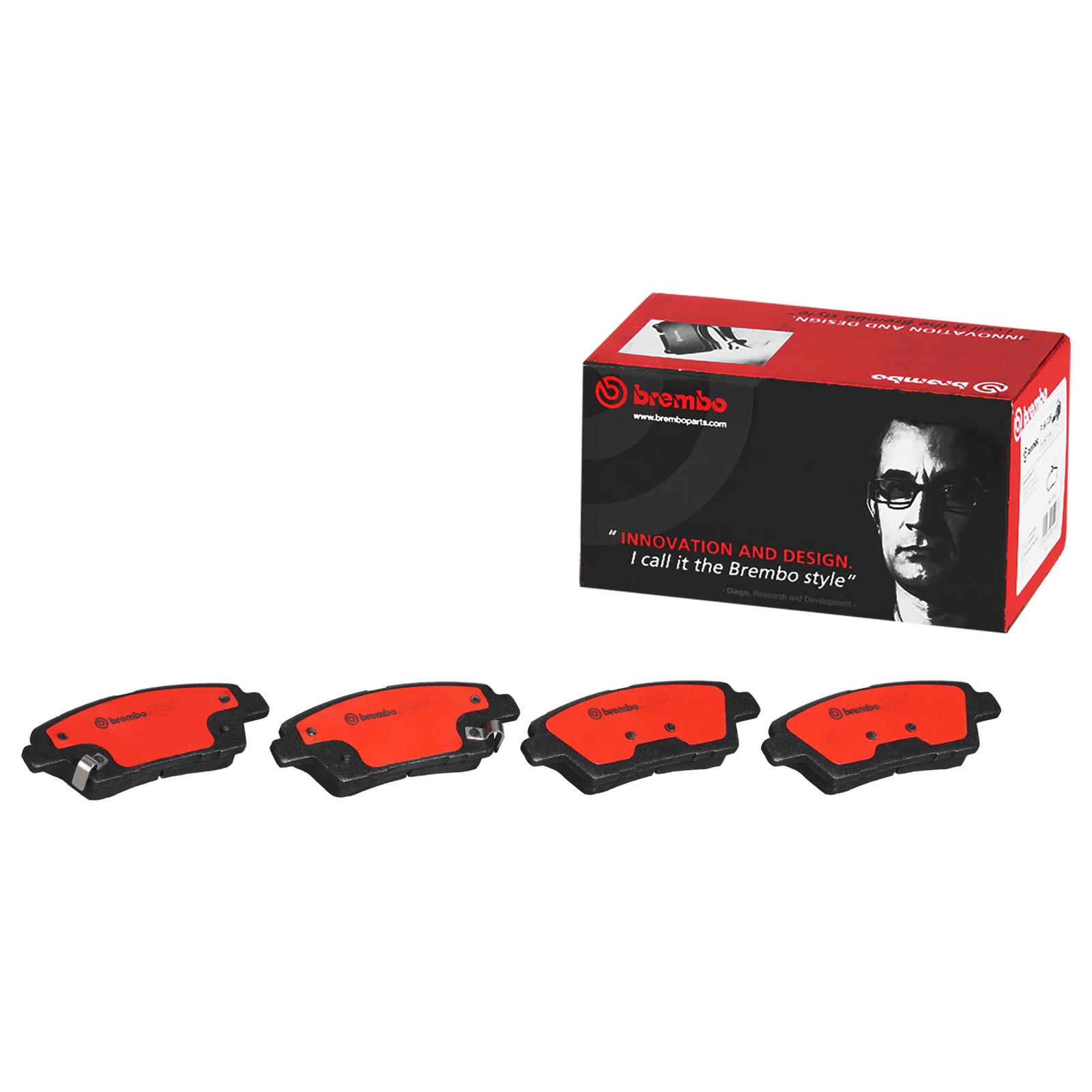 Brembo NAO Ceramic Brake Pads P30079N Pads, Brembo, Ceramic, Integrally Molded, Shims, Genesis, Set