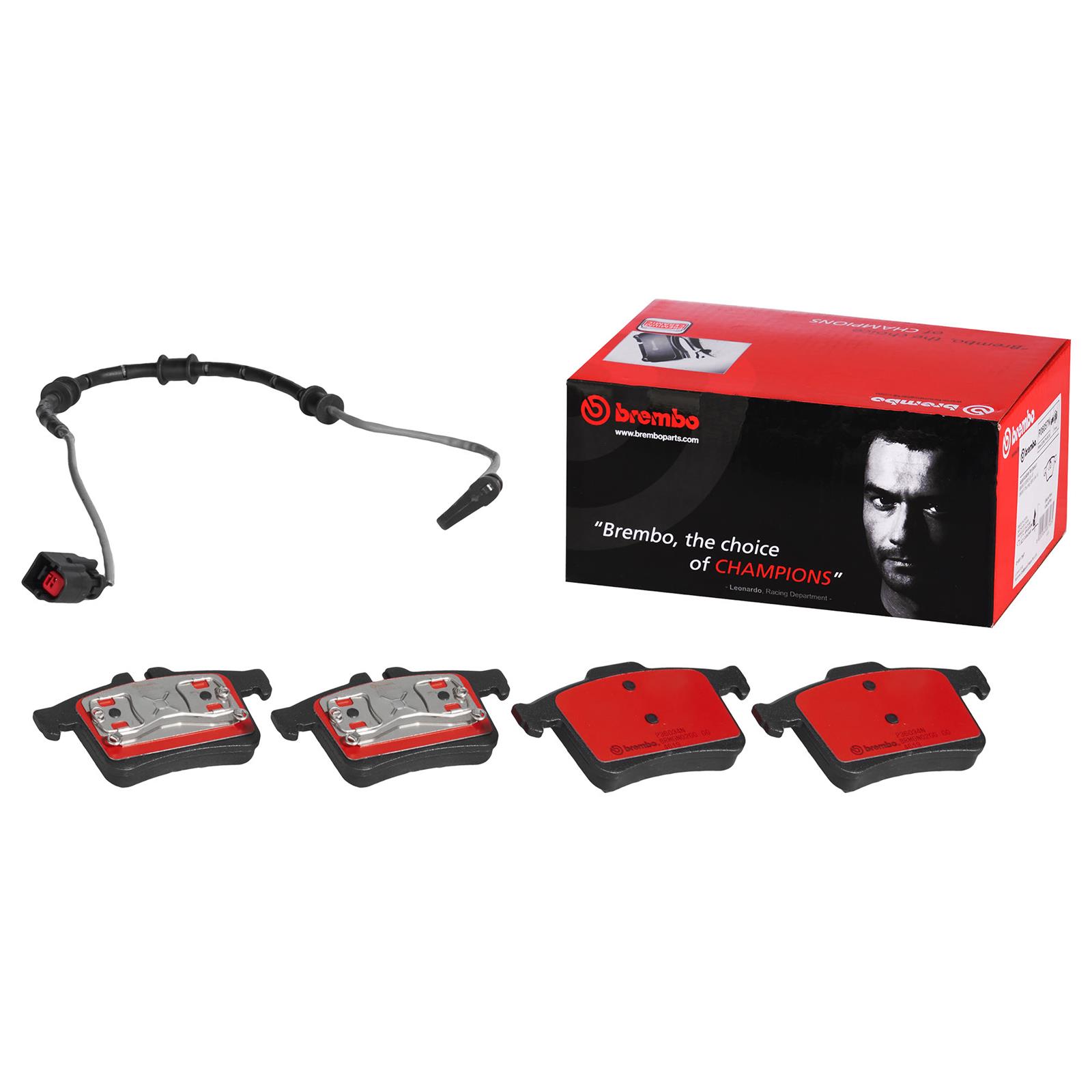 Brembo NAO Ceramic Brake Pads P36034N Pads, Brembo, Ceramic, Integrally Molded, Shims, Jaguar, Set
