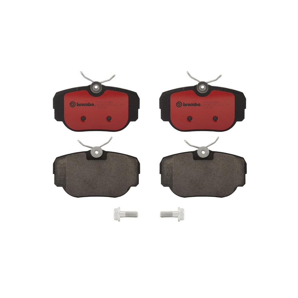Brembo NAO Ceramic Brake Pads P44009N Pads, Brembo, Ceramic, Integrally Molded, Shims, with Hardware, Land Rover, Set