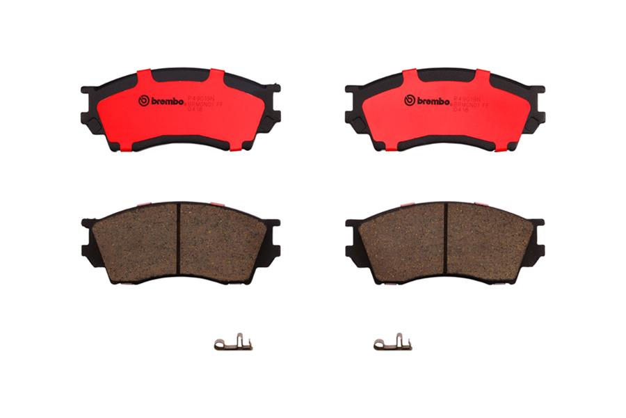 Brembo NAO Ceramic Brake Pads P49019N Pads, Brembo, Ceramic, Integrally Molded, Shims, with Hardware, Mazda, Set thumbnail 2