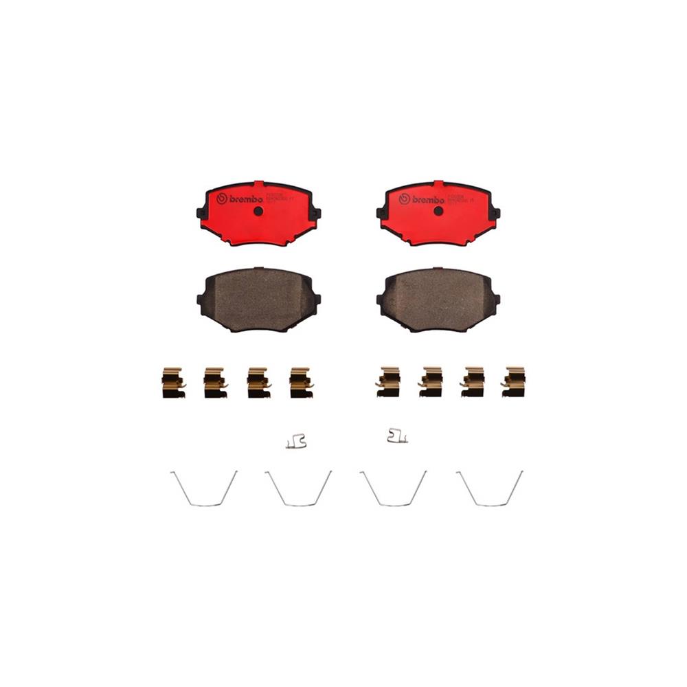 Brembo NAO Ceramic Brake Pads P49020N Pads, Brembo, Ceramic, Integrally Molded, Shims, with Hardware, Mazda, Set