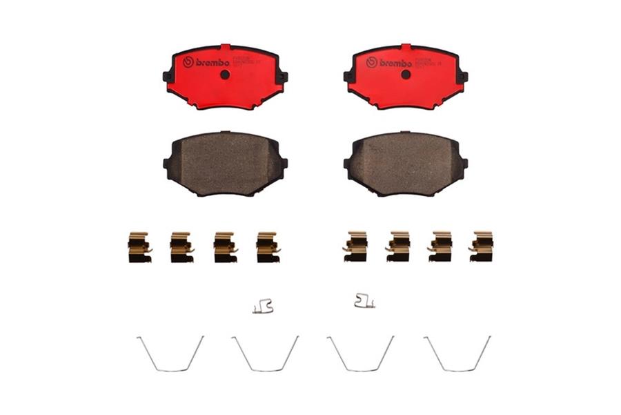 Brembo NAO Ceramic Brake Pads P49020N Pads, Brembo, Ceramic, Integrally Molded, Shims, with Hardware, Mazda, Set thumbnail 2