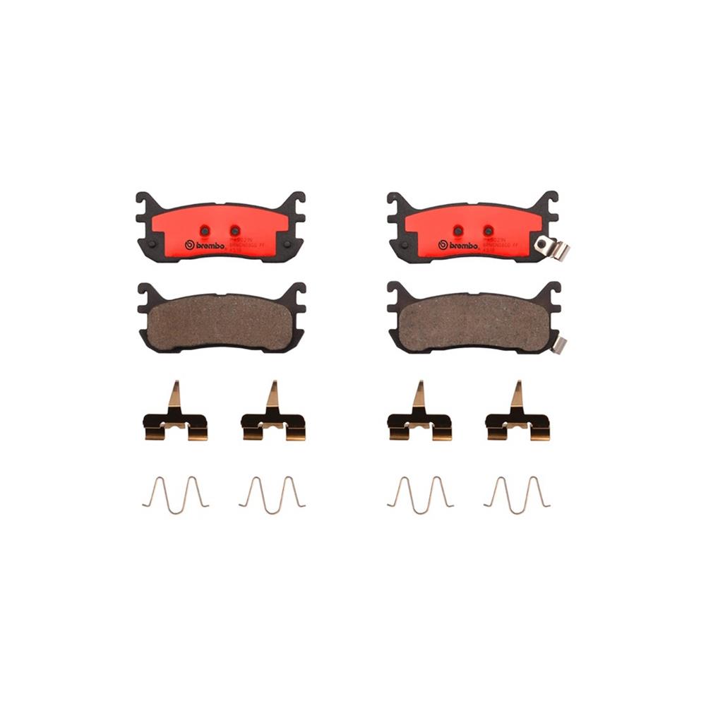 Brembo NAO Ceramic Brake Pads P49021N Pads, Brembo, Ceramic, Integrally Molded, Shims, with Hardware, Mazda, Set