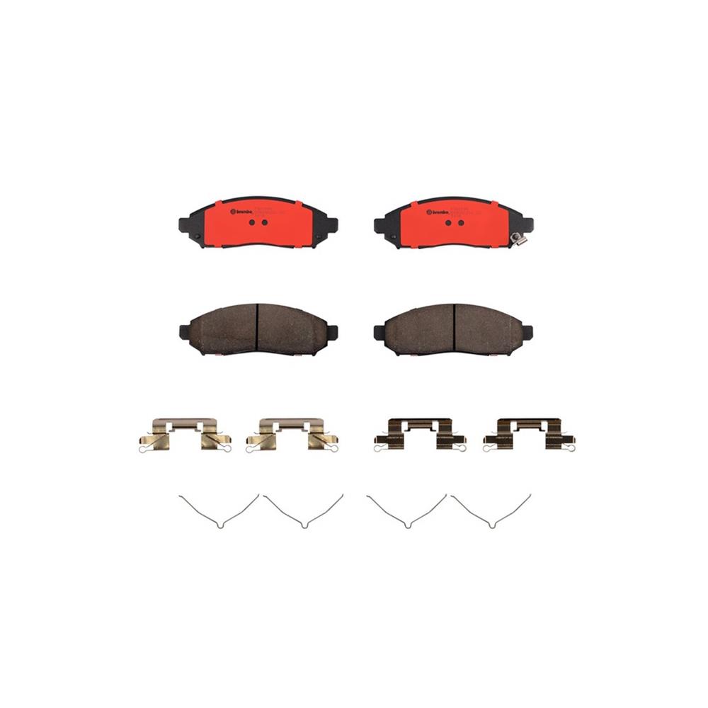 Brembo NAO Ceramic Brake Pads P56059N Pads, Brembo, Ceramic, Integrally Molded, Shims, with Hardware, For Nissan, Set