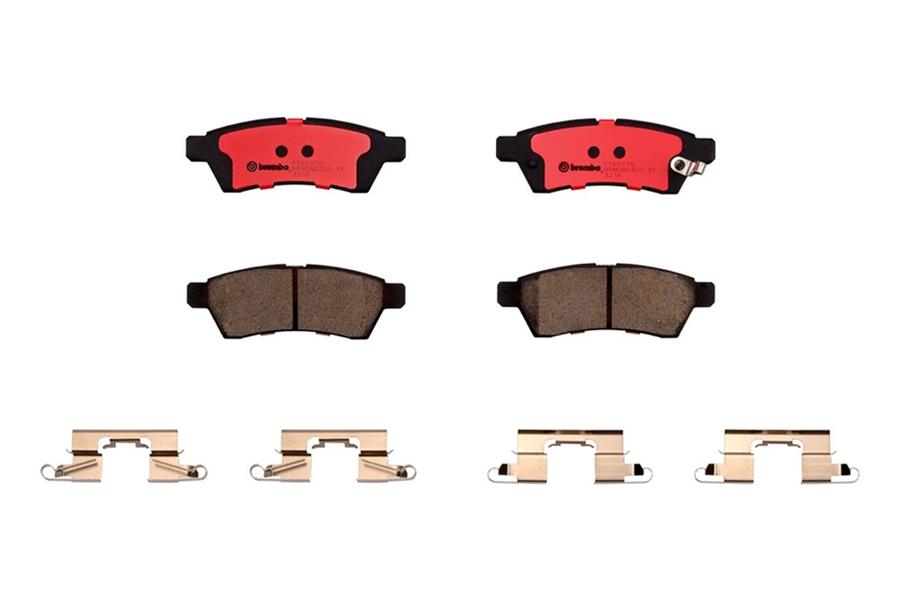 Brembo NAO Ceramic Brake Pads P56077N Pads, Brembo, Ceramic, Integrally Molded, Shims, with Hardware, For Nissan, Set thumbnail 2