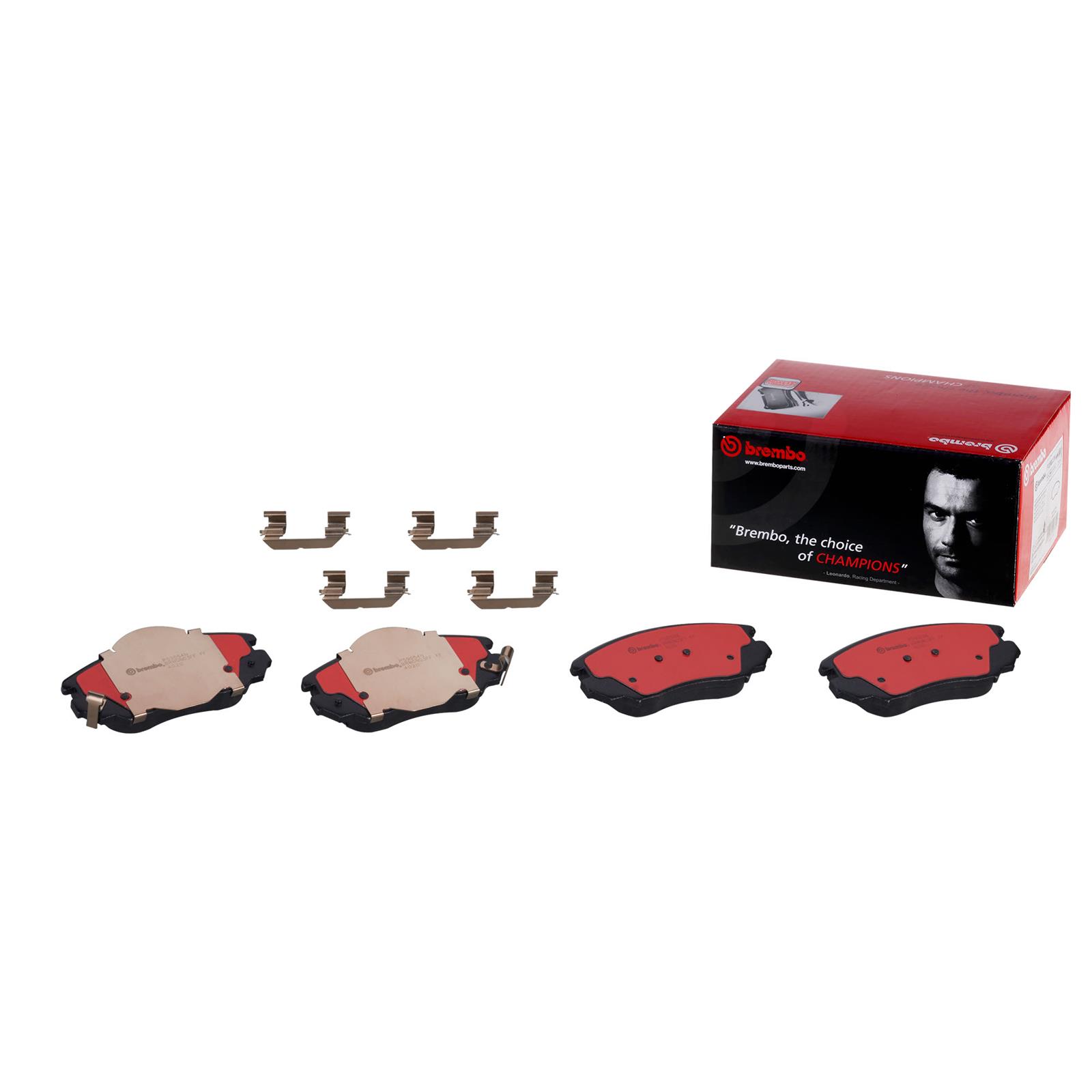 Brembo NAO Ceramic Brake Pads P59054N Pads, Brembo, Ceramic, Integrally Molded, Shims, with Hardware, Buick, Set