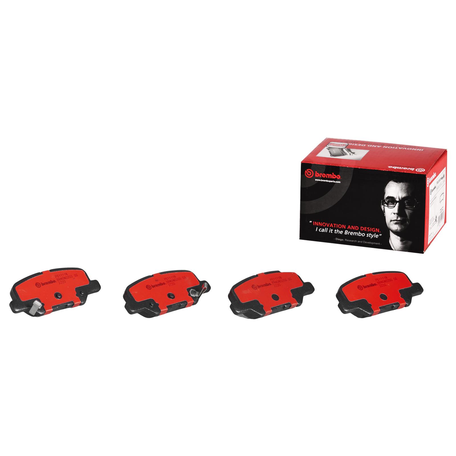 Brembo NAO Ceramic Brake Pads P61111N Pads, Brembo, Ceramic, Integrally Molded, Shims, For use on Honda®, Set