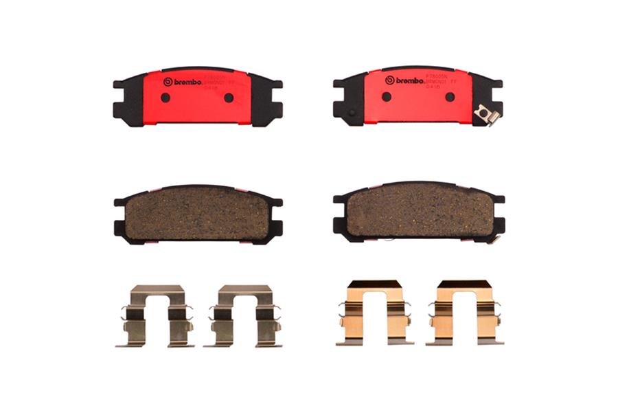 Brembo NAO Ceramic Brake Pads P78005N Pads, Brembo, Ceramic, Integrally Molded, Shims, with Hardware, Subaru, Set thumbnail 2