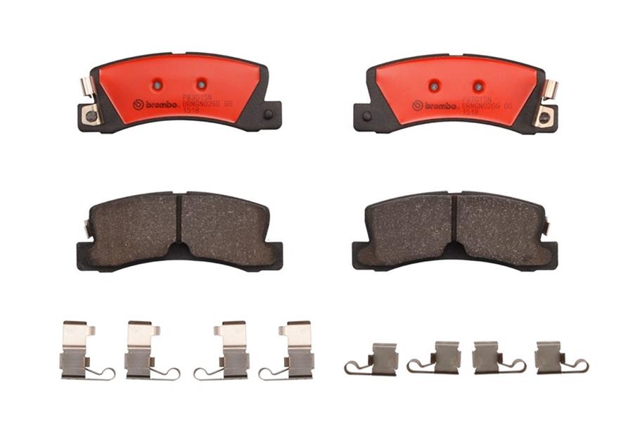 Brembo NAO Ceramic Brake Pads P83015N Pads, Brembo, Ceramic, Integrally Molded, Shims, with Hardware, Lexus, Set thumbnail 2