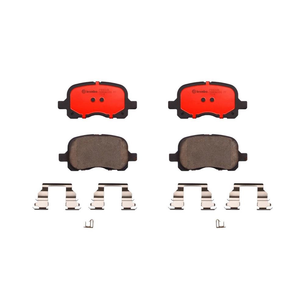 Brembo NAO Ceramic Brake Pads P83044N Pads, Brembo, Ceramic, Integrally Molded, Shims, with Hardware, Chevrolet, Set