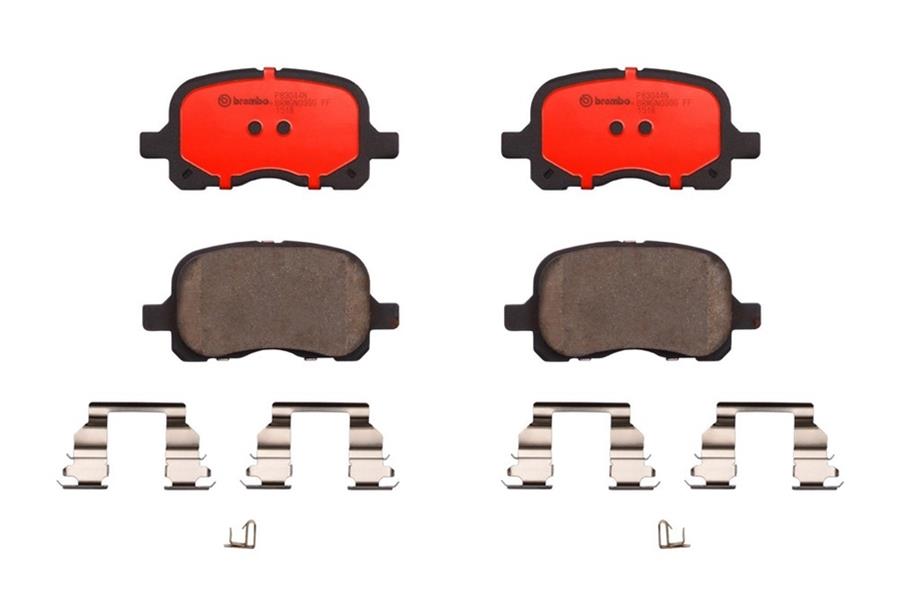 Brembo NAO Ceramic Brake Pads P83044N Pads, Brembo, Ceramic, Integrally Molded, Shims, with Hardware, Chevrolet, Set thumbnail 2