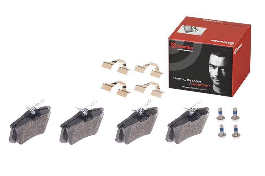 Brembo Low-Met Brake Pads P85020 Pads, Brembo, Semi-Metallic, Integrally Molded, Shims, with Hardware, Audi, Set thumbnail 5