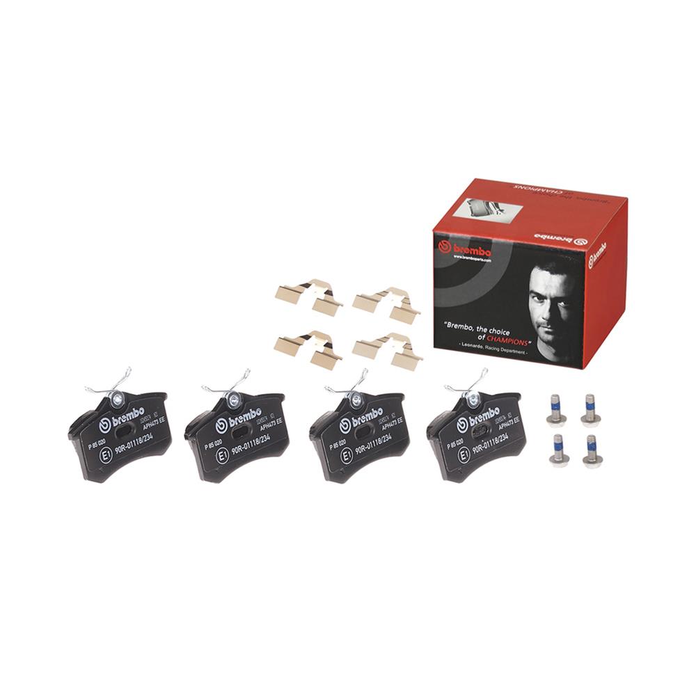 Brembo Low-Met Brake Pads P85020 Pads, Brembo, Semi-Metallic, Integrally Molded, Shims, with Hardware, Audi, Set