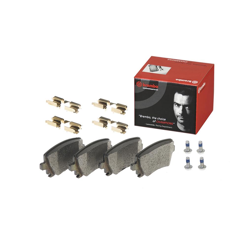 Brembo Low-Met Brake Pads P85073 Pads, Brembo, Semi-Metallic, Integrally Molded, Shims, with Hardware, Audi, Set thumbnail 2