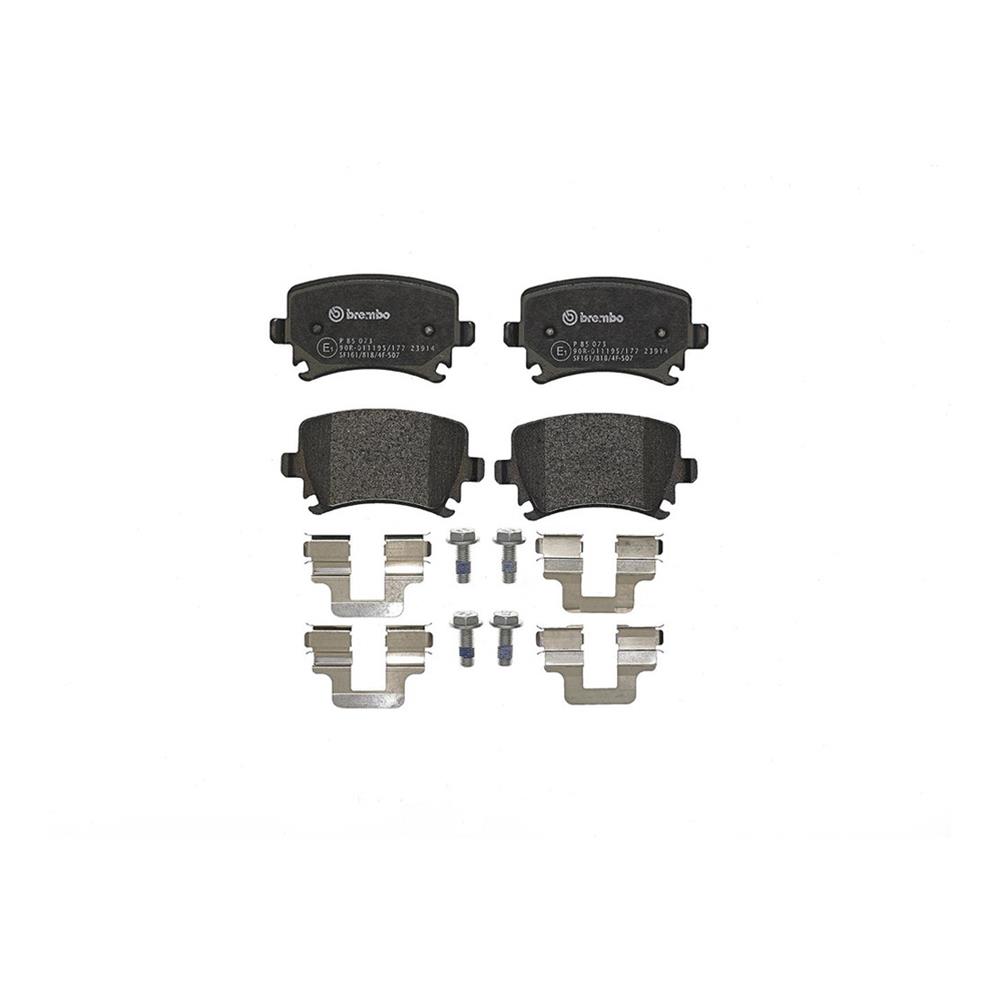 Brembo Low-Met Brake Pads P85073 Pads, Brembo, Semi-Metallic, Integrally Molded, Shims, with Hardware, Audi, Set thumbnail 3
