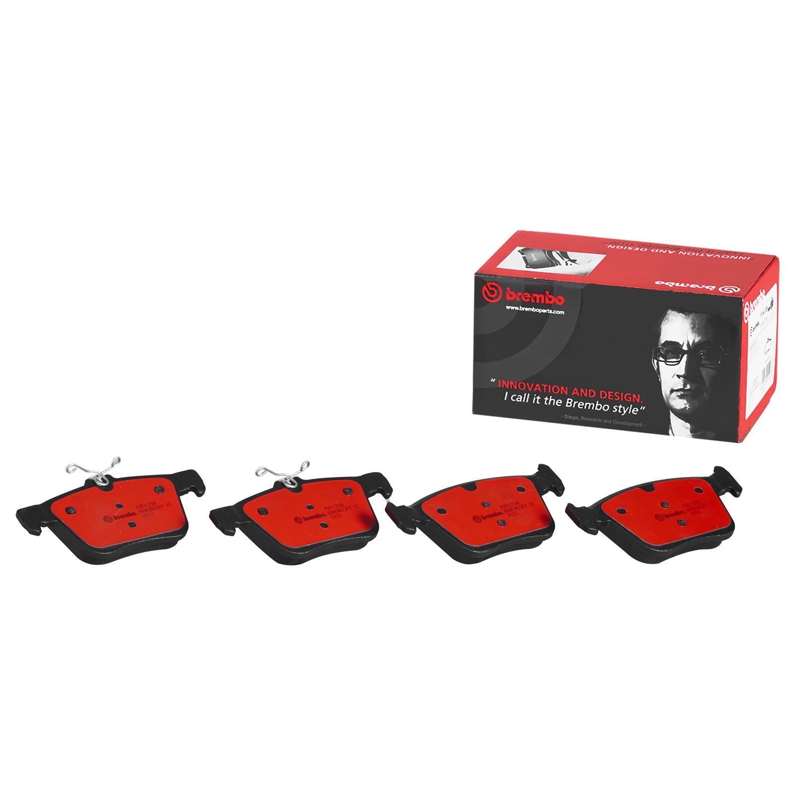 Brembo NAO Ceramic Brake Pads P85125N Pads, Brembo, Ceramic, Integrally Molded, Shims, Audi, Set