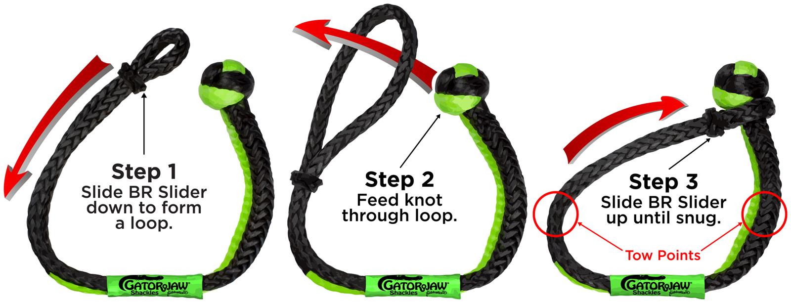Bubba Rope 176746NGGB Bubba Rope GatorJaw Soft Shackles Summit Racing