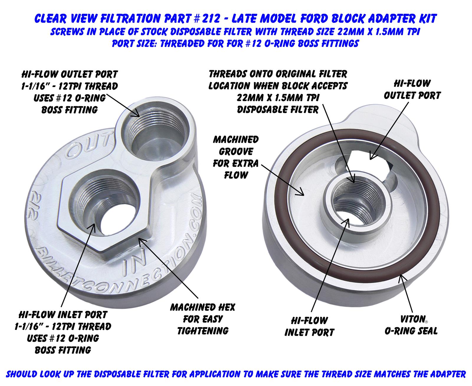 Clear View Filtration 212 Clear View Filtration Oil Filter Block