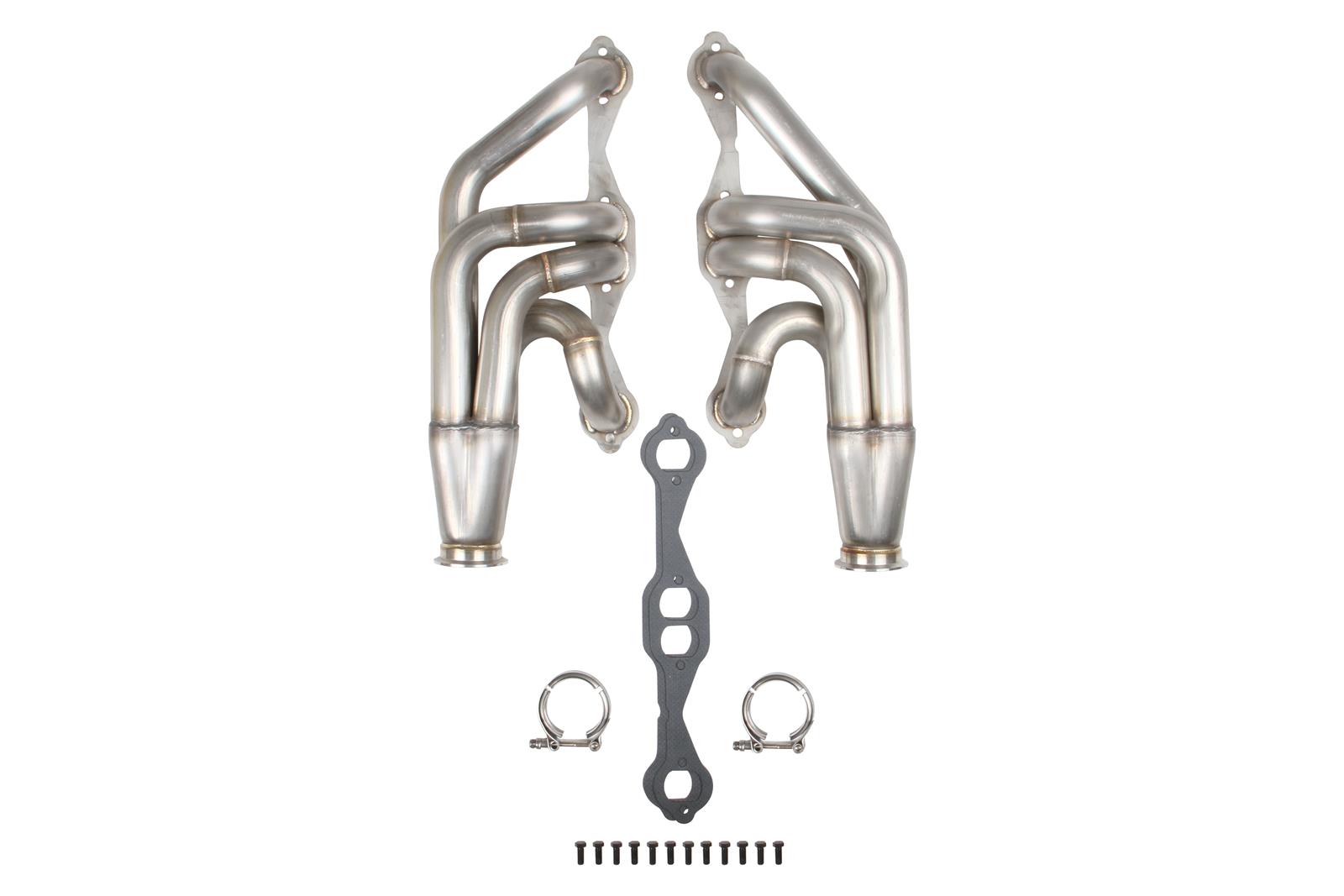 Flowtech Headers 11569FLT Headers, Turbo, Up and Forward, 304 Stainless Steel, Natural, 1.750 in. Primary, 2.50 in. V-Band Collector, Chevrolet, Small Block Gen I, Pair thumbnail 7