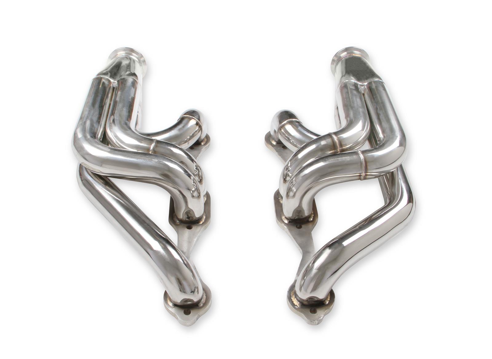 Flowtech Headers 11573FLT Headers, Turbo, Up and Forward, 304 Stainless Steel, Polished, 1.875 in. Primary, 2.500 in. V-Band Collector, Chevrolet, Small Block Gen I, Pair thumbnail 7