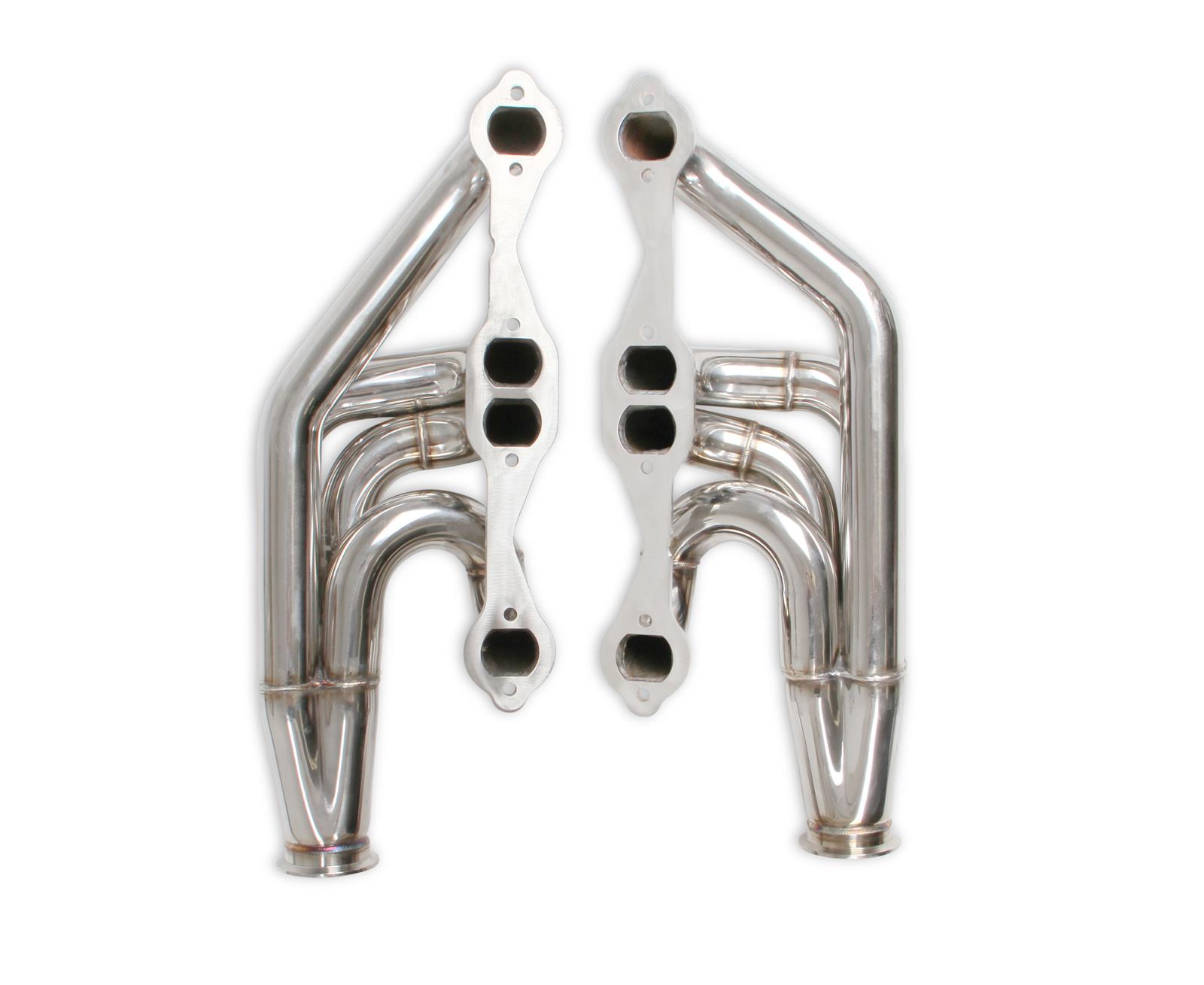 Flowtech Headers 11573FLT Headers, Turbo, Up and Forward, 304 Stainless Steel, Polished, 1.875 in. Primary, 2.500 in. V-Band Collector, Chevrolet, Small Block Gen I, Pair thumbnail 4