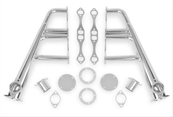 Flowtech Lakester Street Rod Headers 11702-1FLT Headers, Lakester, Steel, Silver Ceramic Coated, D-port, Rod, Chevy Small Block, Pair thumbnail 2
