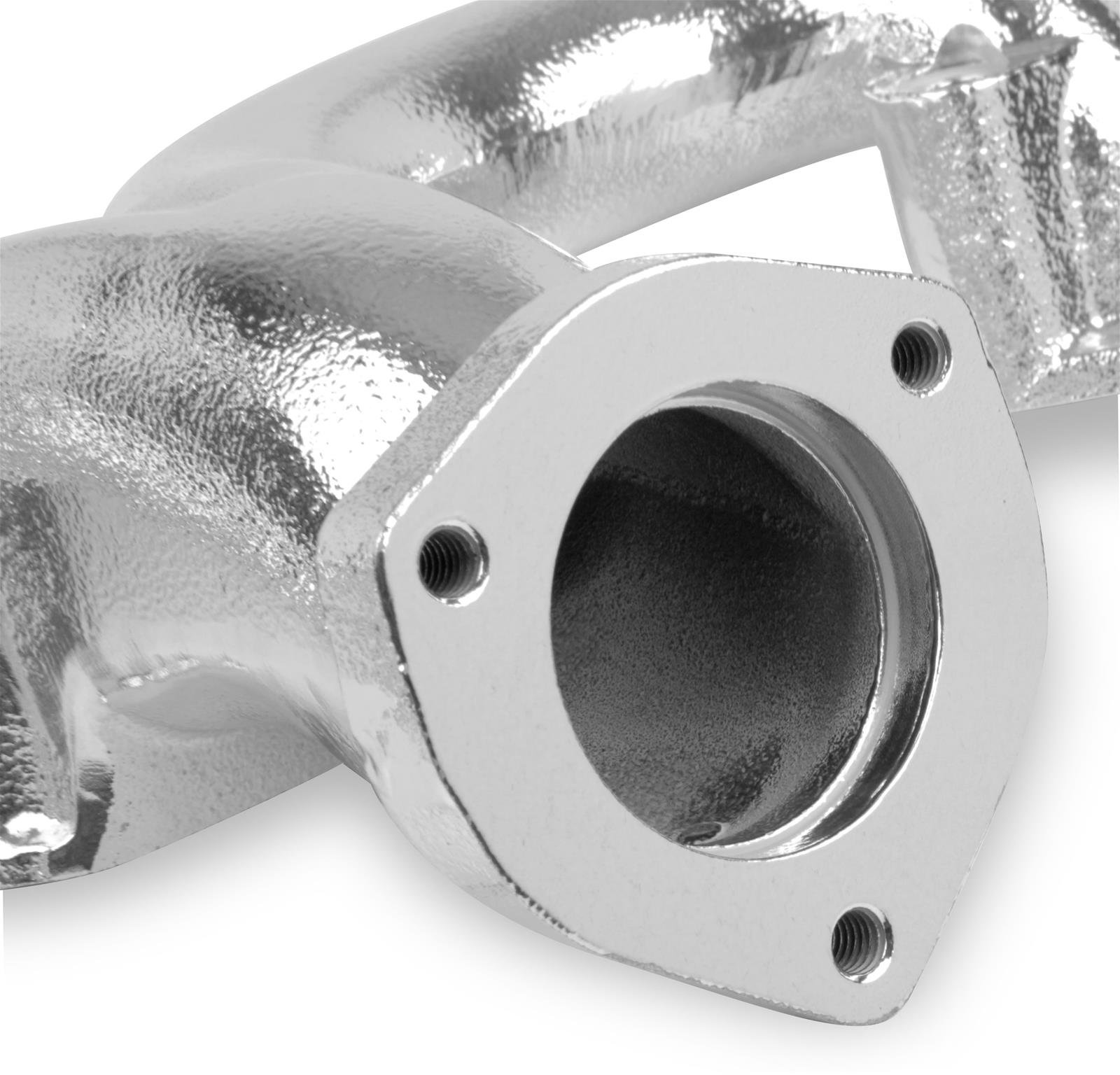 Flowtech Rams Horn Exhaust Manifolds 11704-1FLT Manifolds, Horn, Cast Iron, Silver Ceramic Coated, Chevy, Small Block, STREET ROD, Pair