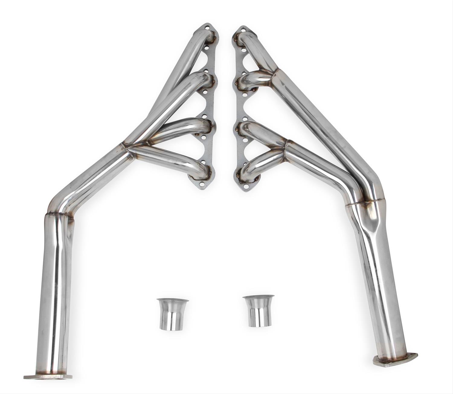 Flowtech Headers 12120FLT Headers, Tri-Y, Steel, Polished, 1 1/2 in. Primary Tube O.D., 2.500 in. Collector Diameter, Angle/Straight Plug, Ford, 4.3L, 4.7L, 5.0L, Pair thumbnail 2