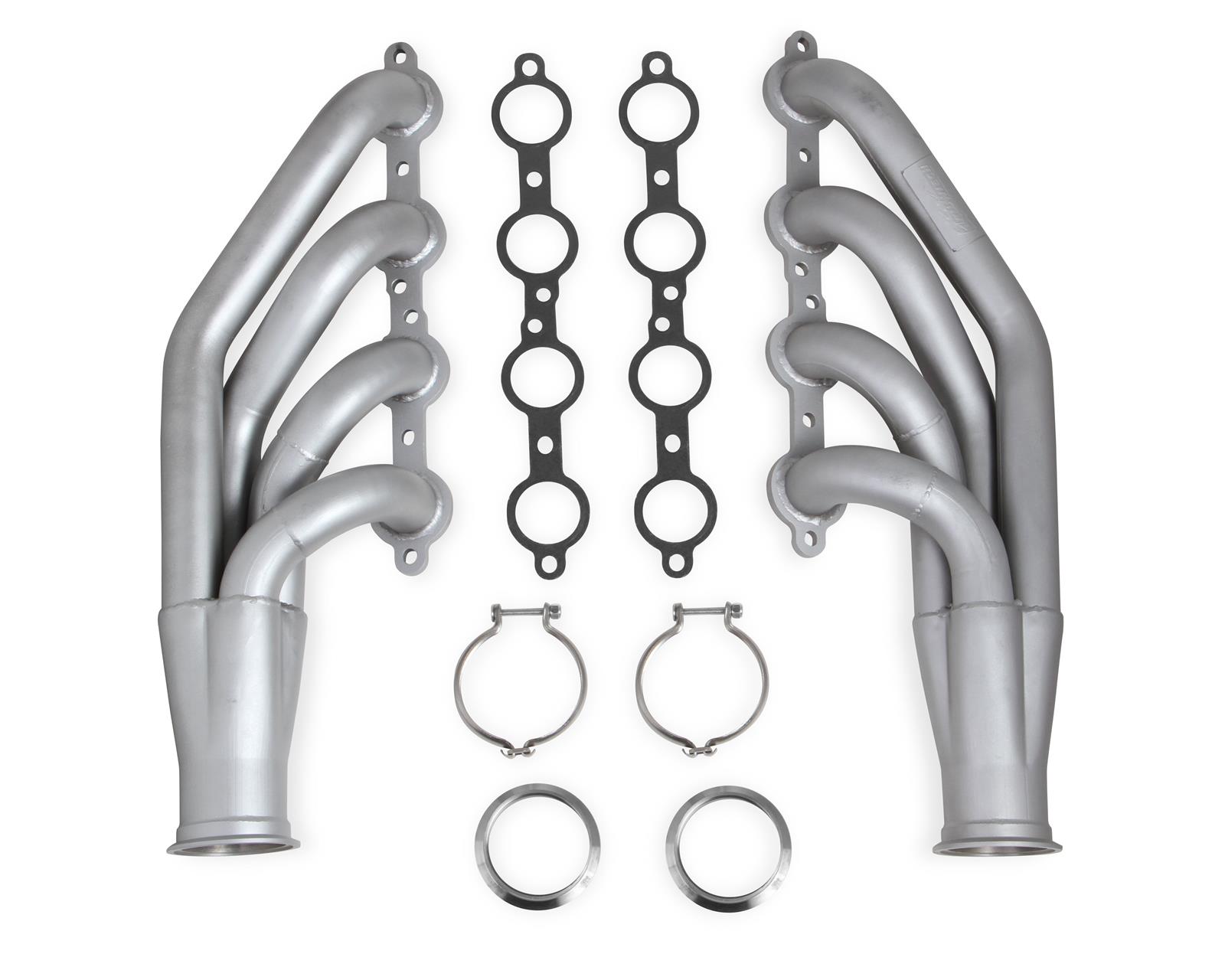 Flowtech LS Turbo Headers 31536FLT Headers, Turbo, Forward and Up, Stainless Steel, Silver Ceramic Coated, 3.00 in. Collector Diameter, Round Port, Chevrolet, Small Block LS, Pair thumbnail 3