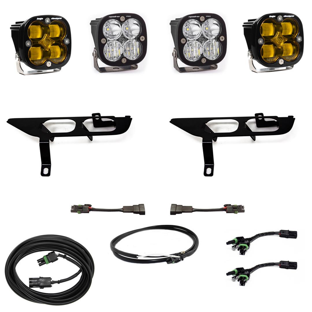Baja Designs 2021+ Ford F150 Fog Pocket Kit SAE Amber Squadron Sport DC with Upfitter thumbnail 2
