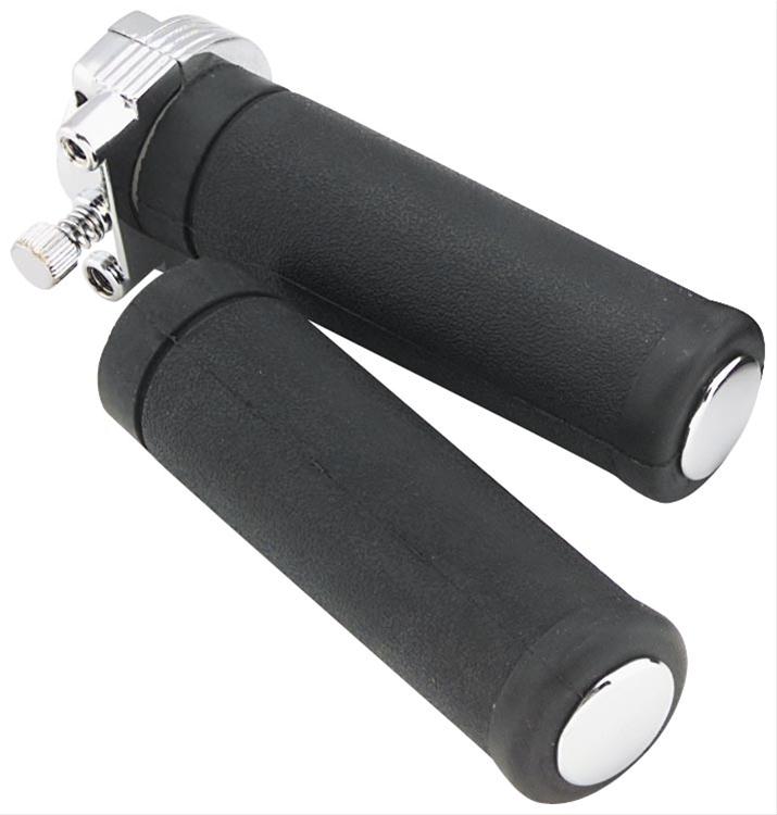 Biker's Choice Throttle Assemblies with Grips 410302 Grips, Steel, Chrome, Twist, 1 in. Bar Diameter, Harley-Davidson®, Pair