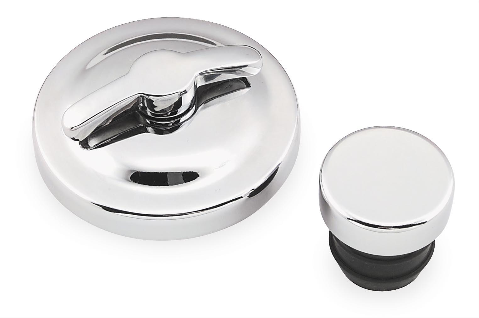 Biker's Choice Custom Oil Tank Caps 490450 Cap, Custom, Push-in, Steel, Chrome, Each