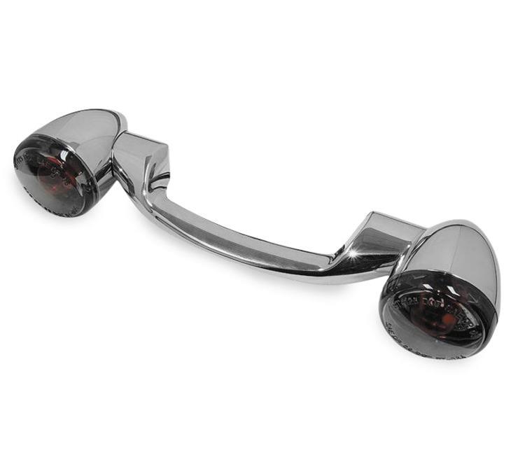 Biker's Choice Rear Turn Signals and Bars 491158 Signal Bar, Smoke Lens, Steel, Chrome, Harley-Davidson®, Pair