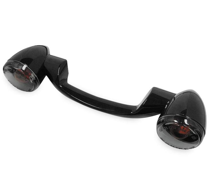 Biker's Choice Rear Turn Signals and Bars 491159 Signal Bar, Smoke Lens, Steel, Black, Harley-Davidson®, Pair