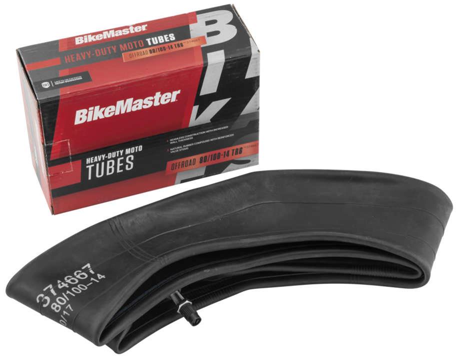 BikeMaster Heavy-Duty Tire Tubes 374667 Tube, Heavy-Duty, 80/100-14, Natural Rubber, Centered Straight Metal Pull-Through Valve Stem, Each