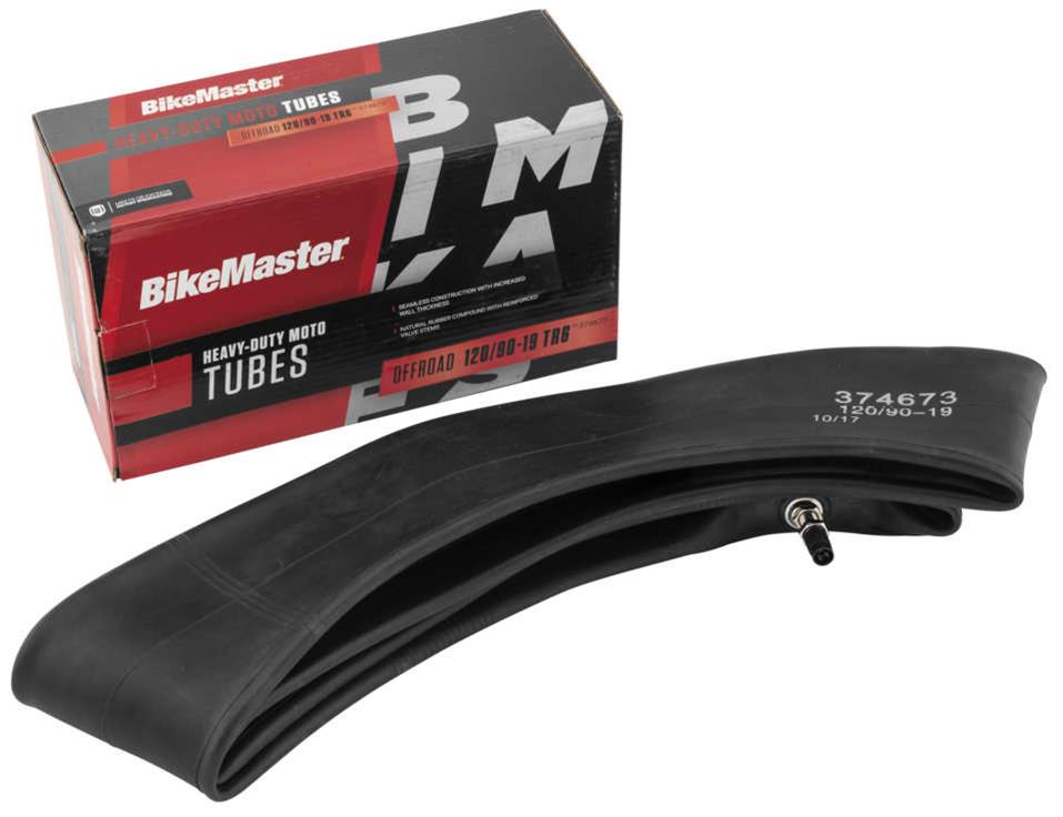 BikeMaster Heavy-Duty Tire Tubes 374673 Tube, Heavy-Duty, 120/90-19, Natural Rubber, Centered Straight Metal Pull-Through Valve Stem, Each