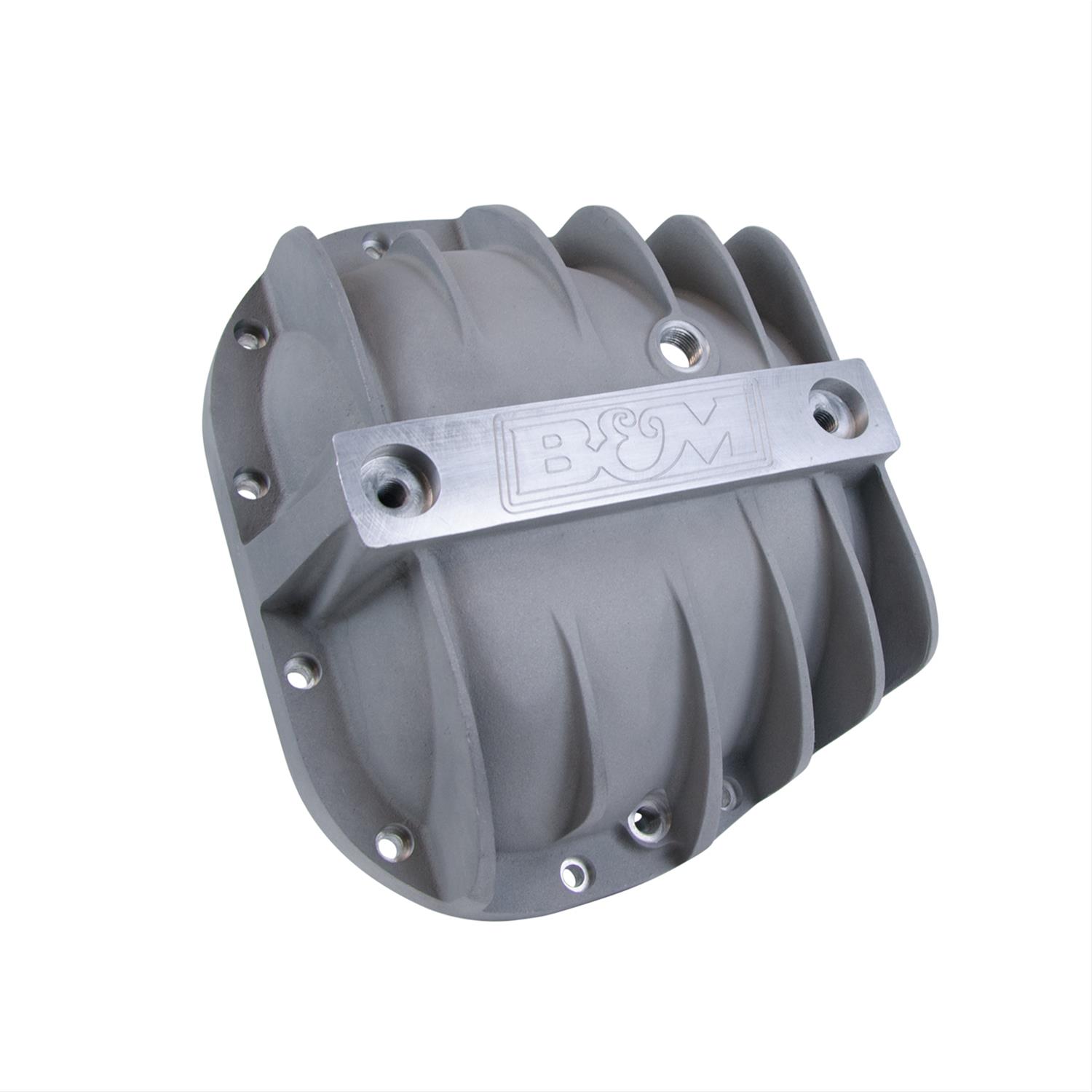 B&M 12 Bolt Ford 9.75 Inch Differential Cover 40298 Cover, Aluminum, Natural, Finned, Logo, in., 12-Bolt Cover, Each thumbnail 3