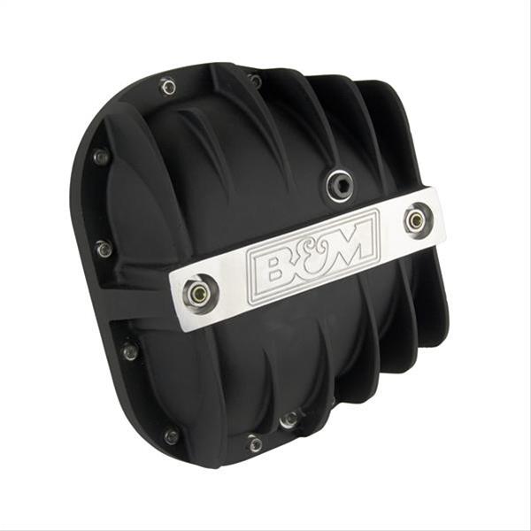 B&M 12 Bolt Ford 9.75 Inch Differential Cover 41298 Cover, Aluminum, Black Anodized, Finned, Logo, in., 12-Bolt Cover, Each thumbnail 2