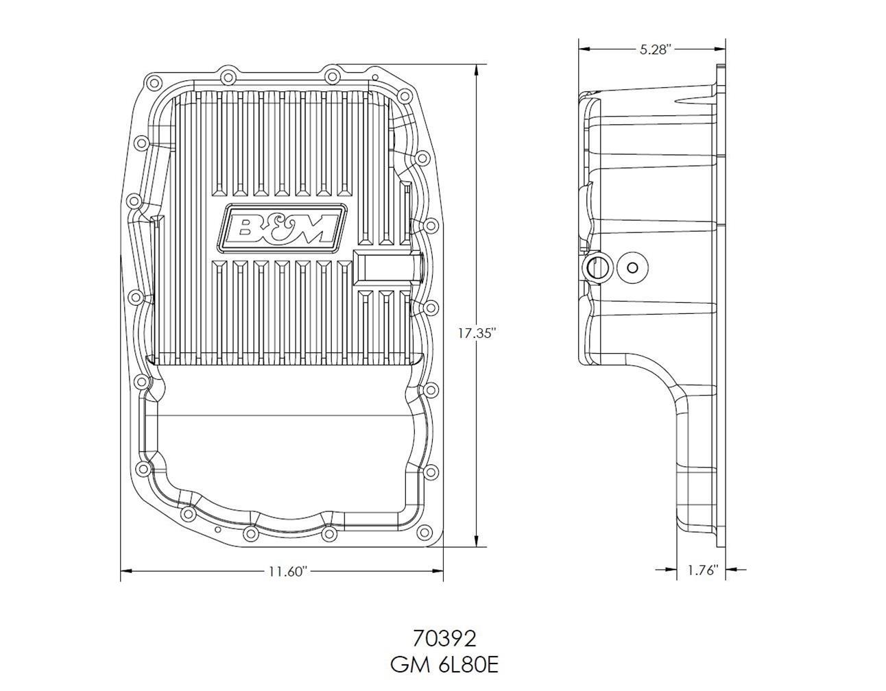B&M Automatic Transmission Deep Pans for 2019-2021 SIERRA 1500, SILVERADO 1500 - 70392 Pan, Deep, Aluminum, Natural, 2 qt. Capacity Increase, Chevy, GMC, 6L80E, Each thumbnail 5