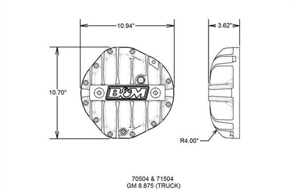 B&M 12 Bolt GM 8.875 Inch Differential Cover 70504 Cover, Rear, 12-bolt, Aluminum, Natural, in. Truck, Each thumbnail 4
