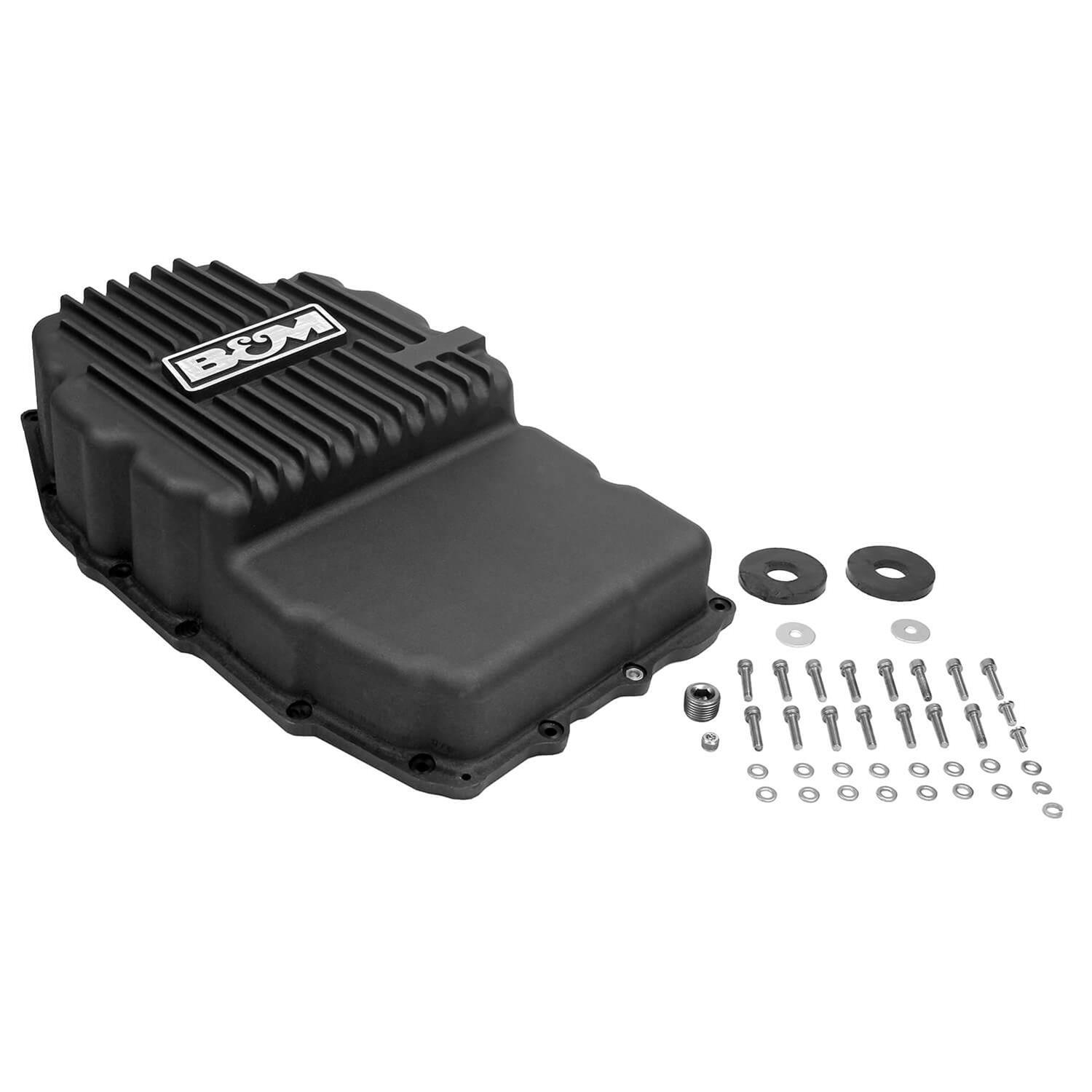 B&M Automatic Transmission Deep Pans 71399 Pan, Automatic, Cast Aluminum, Black, 3.82 qt. Additional Fluid, GM, 8L90, 8L90E, Each thumbnail 9