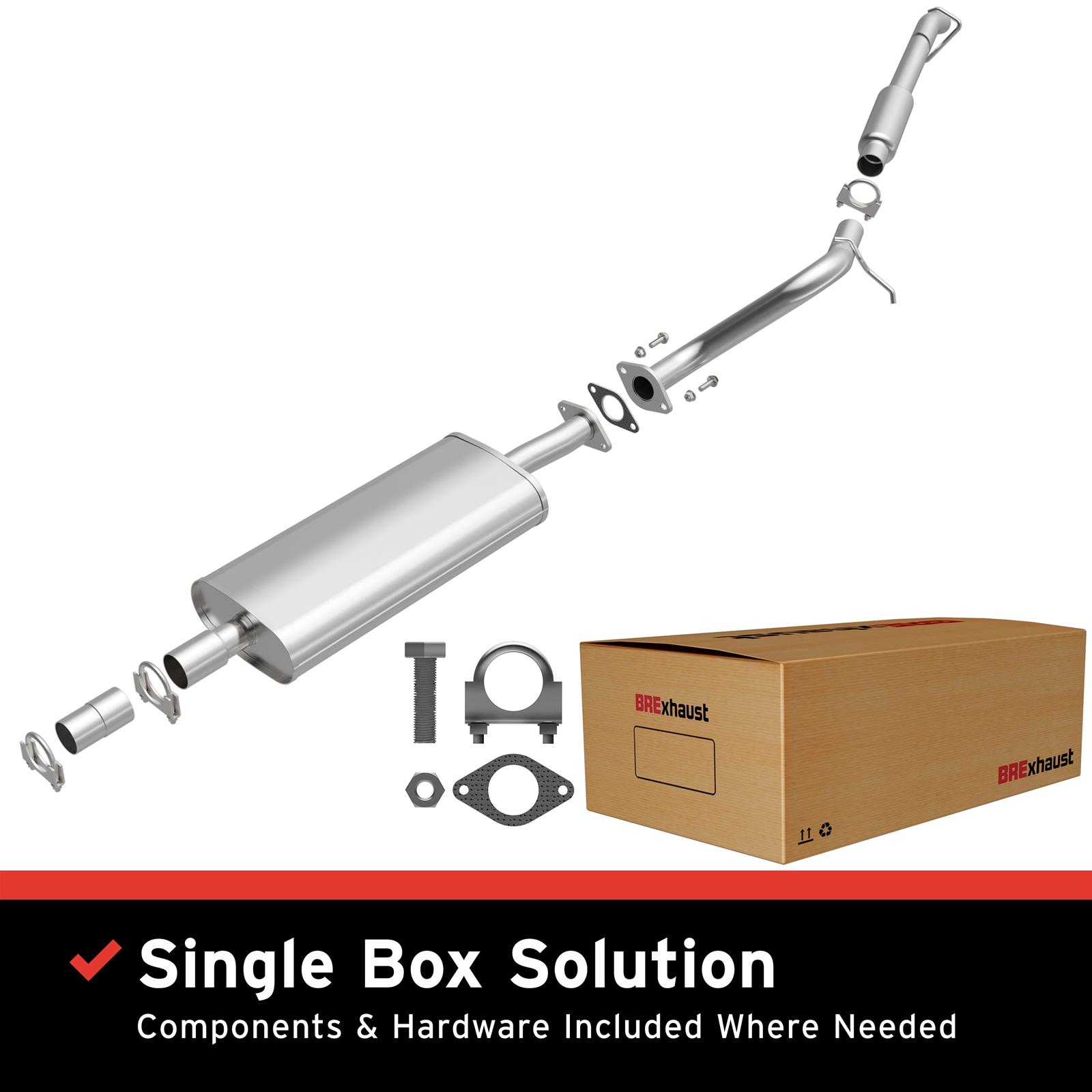 BRExhaust Direct-Fit Exhaust Systems for 2001-2008 ESCAPE, TRIBUTE, 2005-2008 MARINER - 106-0021 Systems, Direct-Fit, Cat-back, Single, Steel, Aluminized, Rear Exit, Ford, Mazda, Mercury, Kit