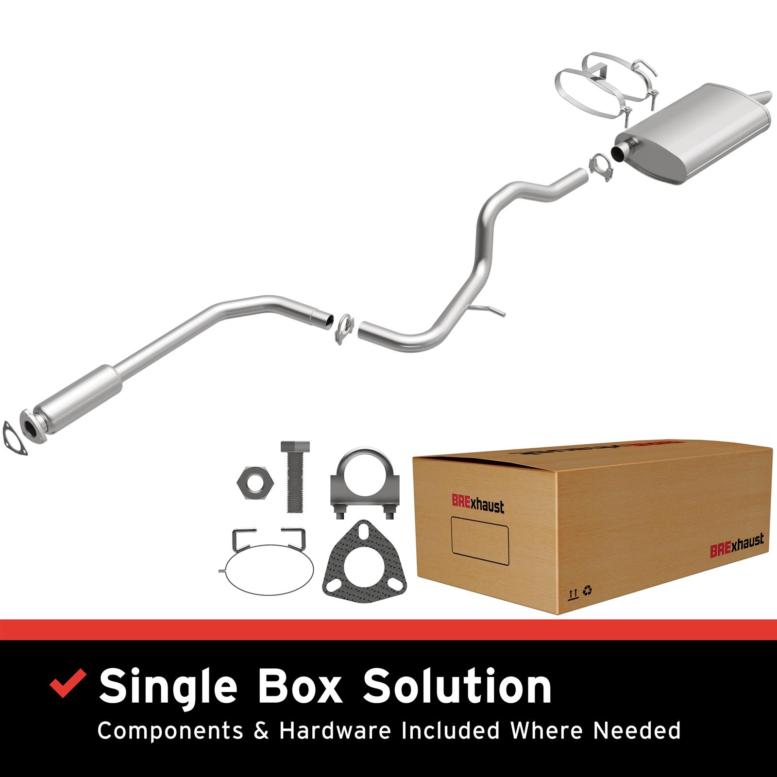 BRExhaust Direct-Fit Exhaust Systems for 1999-2005 CAVALIER, SUNFIRE - 106-0031 Systems, Direct-Fit, Cat-back, Single, Steel, Aluminized, Rear Exit, Chevrolet, Pontiac, Kit